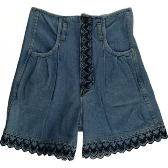 Switch USA Shorts Juniors 7 Vintage Pleated Scalloped Hem Y2K High Rise B493 - Picture 1 of 11